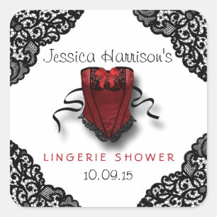 Red Corset & Black Lace Lingerie Shower Stickers
