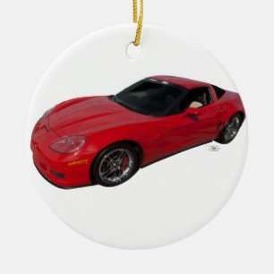Red Corvette Ceramic Tree Decoration