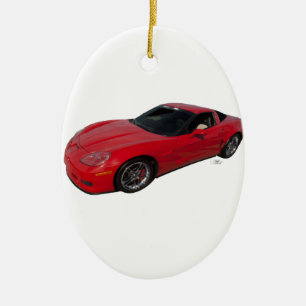 Red Corvette Ceramic Tree Decoration