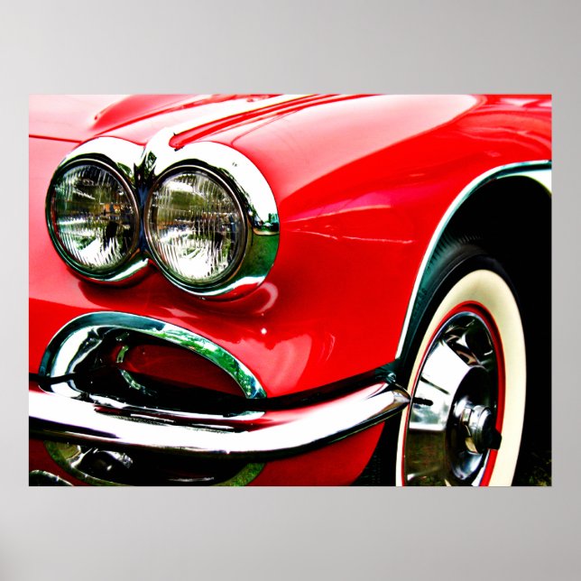 Red Corvette Headlights Poster (Front)