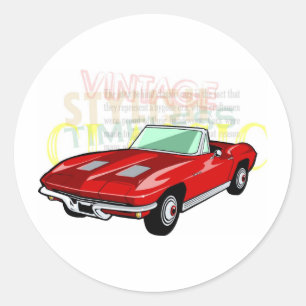 Red Corvette Stingray or Sting Ray sports car Classic Round Sticker