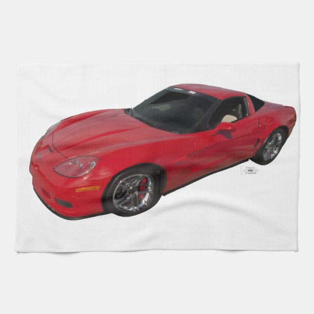 Red Corvette Tea Towel (Horizontal)
