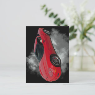 Red Corvette with Grey smoke removable background Postcard