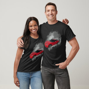 Red Corvette with Grey smoke removable background T-Shirt