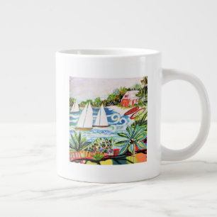 Red Cottage by the Bay II Large Coffee Mug