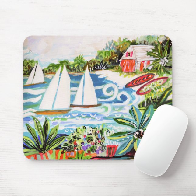 Red Cottage by the Bay II Mouse Mat (With Mouse)
