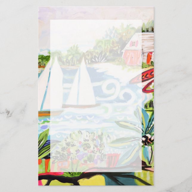 Red Cottage by the Bay II Stationery (Front)