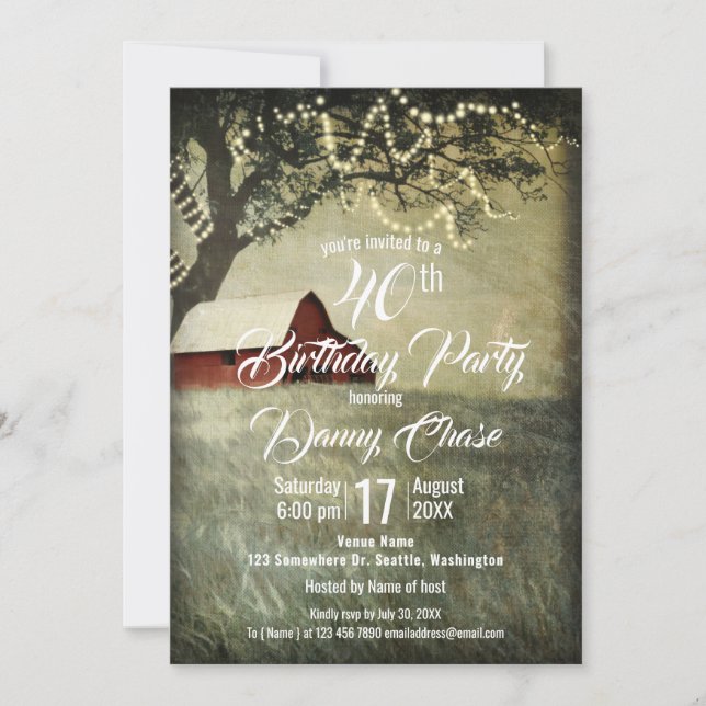 Red Country Barn | Country Morning Birthday Party Invitation (Front)