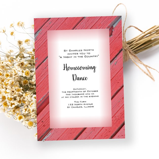 Red Country Barn Wood Homecoming Dance Invitation (Creator Uploaded)