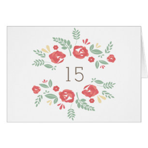 Red Country Floral Table Number Card