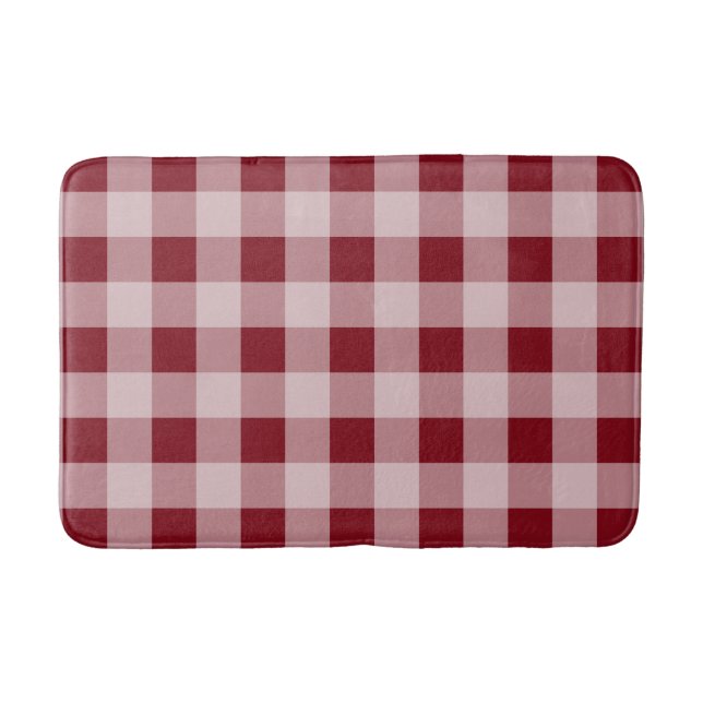 Red Country Gingham Bathroom Rug Bath Mat Decor (Front)