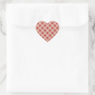 Red Country Gingham Heart Stickers