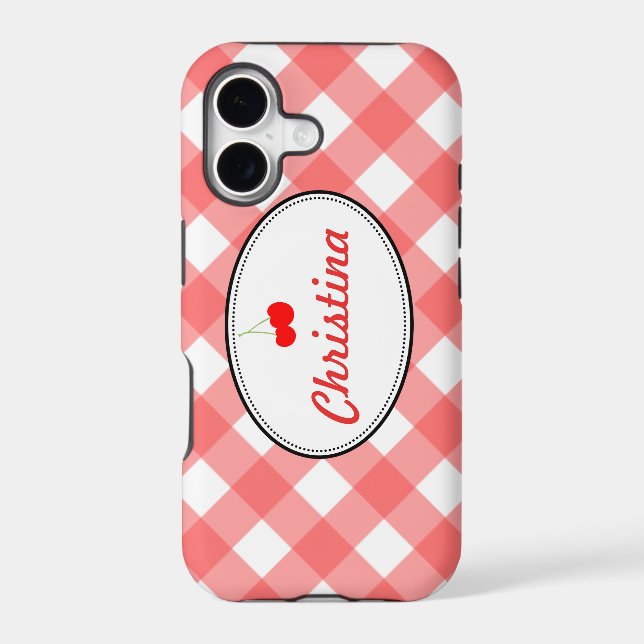 Red country gingham pattern sweet cherry custom (Back)