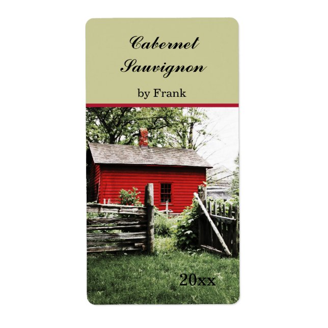 Red country house wine bottle label (Front)