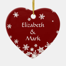 Red Couple Name Year Christmas Snowflake Heart