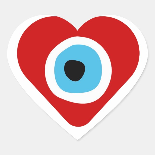 Red Courage Evil Eye  Heart Sticker (Front)