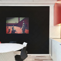 Red Courtyard with Statues | Metaphysical Art