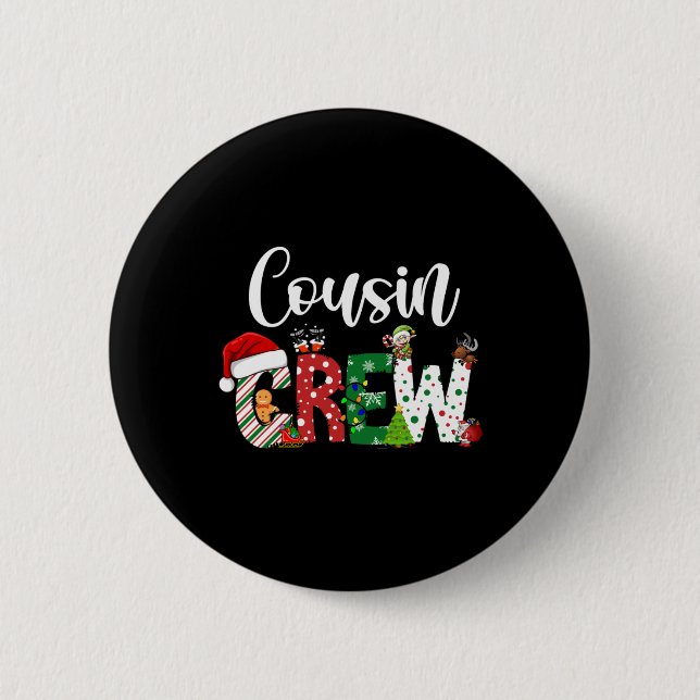 Red Cousin Crew Christmas Retro  6 Cm Round Badge (Front)