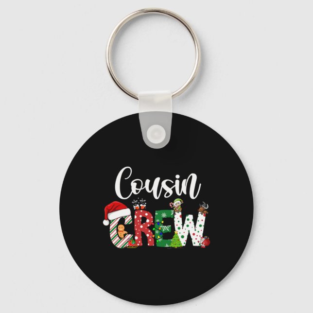 Red Cousin Crew Christmas Retro T Shirt  Key Ring (Front)