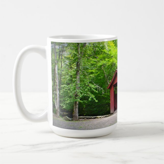 Red Covered Bridge At Chatfield Hollow Coffee Mug (Left)