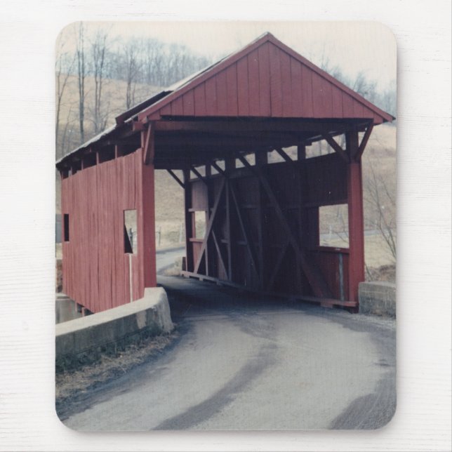Red Covered Bridge Mouse Mat (Front)