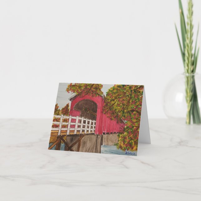 RED COVERED BRIDGE NOTE CARD (Front)