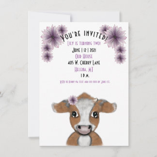 Red Cow Birthday Invitation| Customisable Card