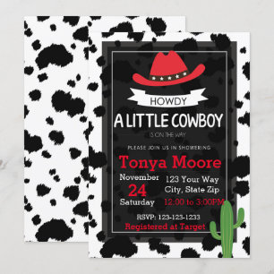 Red Cow Boy Baby Shower Invitation
