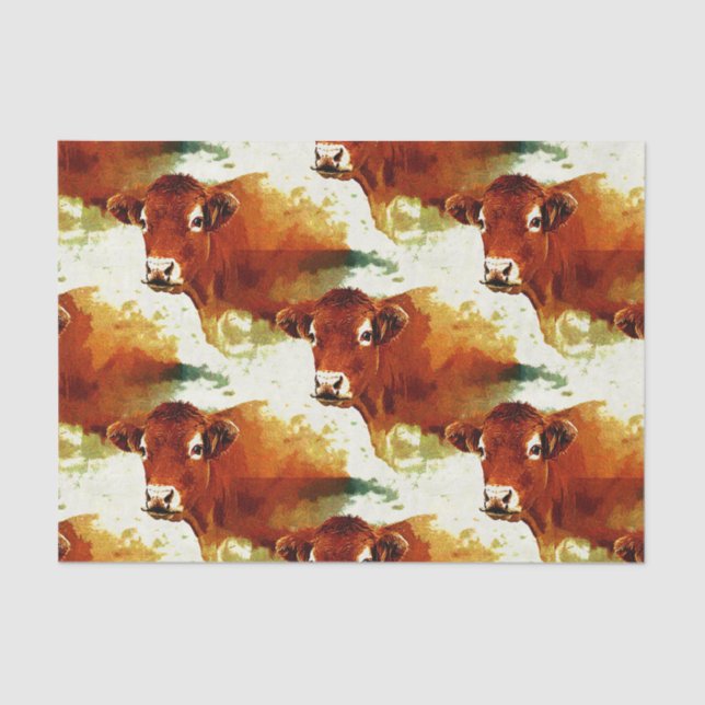 Red Cow Painting Tissue Paper (Front)
