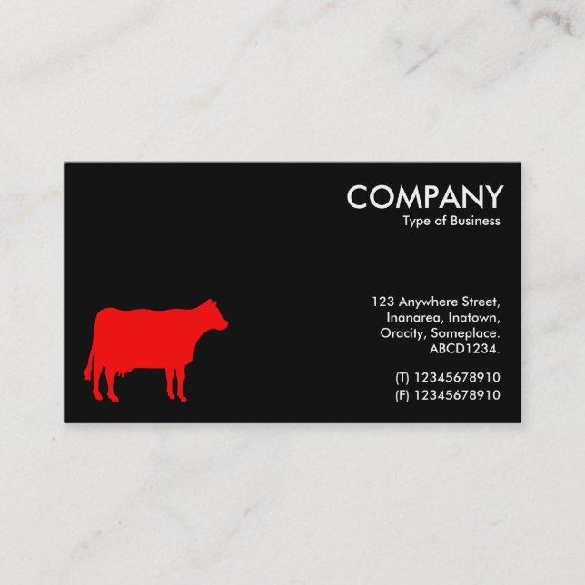 Red Cow Symbol - Black Business Card (Front)