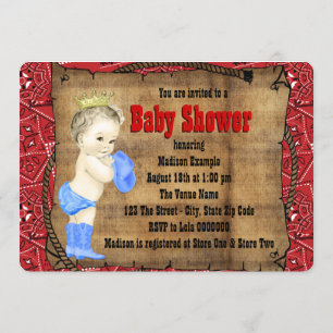 Red Cowboy Baby Shower Invitation