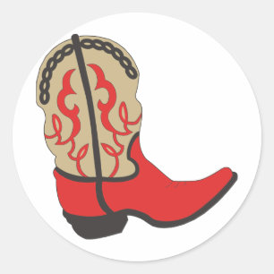 Red Cowboy Boot Classic Round Sticker