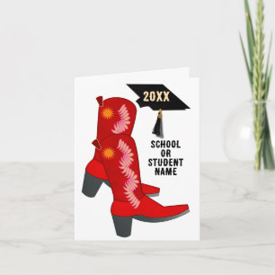 Red Cowboy Boots Graduation Card