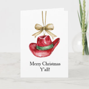 Red Cowboy Hat Christmas Card