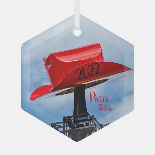 Red Cowboy Hat, Paris, Texas Ornament (Front)
