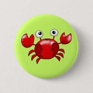 Red crab 6 cm round badge