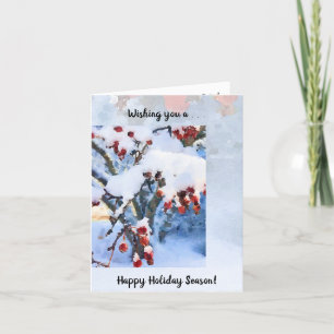 Red Crab Apple Berries in Snow Christmas Card