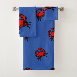 Red Crab Bath Towel Set