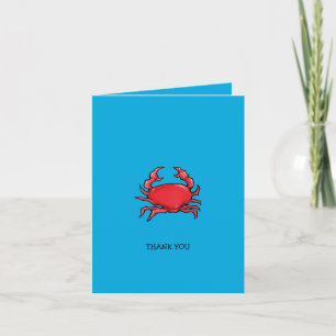 Red Crab blue Thank You Note Card