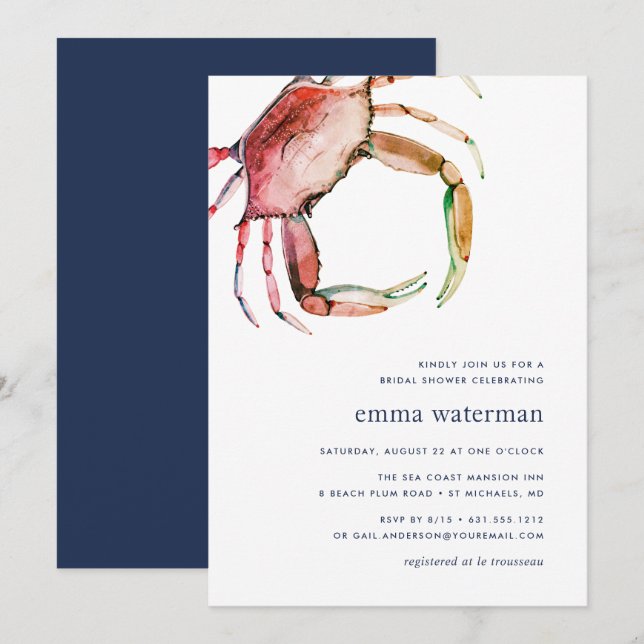 Red Crab Bridal Shower Invitation (Front/Back)