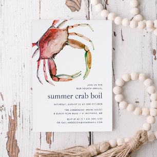 Red Crab Coastal Summer Seafood Crab Boil Invitation