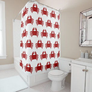 Red Crab Design Shower Curtain
