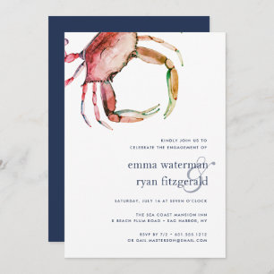 Red Crab Engagement Party Invitation
