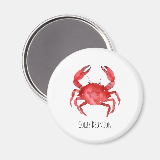 Red Crab EVENT NAME Colourful Coastal Artisan Fun Magnet (Front/Back)
