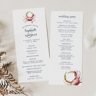 Red Crab Nautical Wedding Ceremony Program Programme