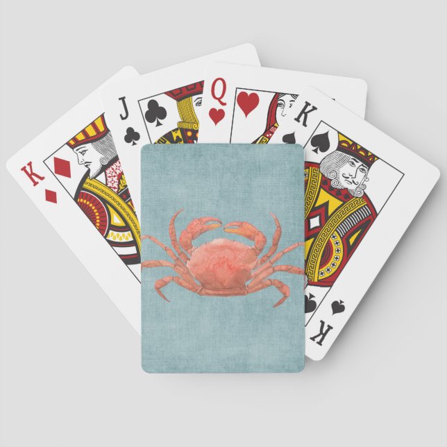 Red Crab on Denim Playing Cards (Back)