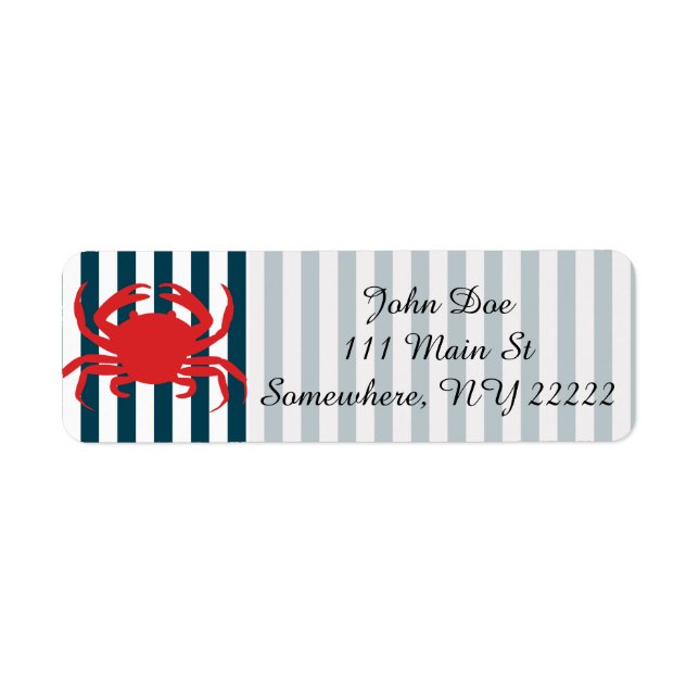 Red Crab on Nautical Stripes (Front)