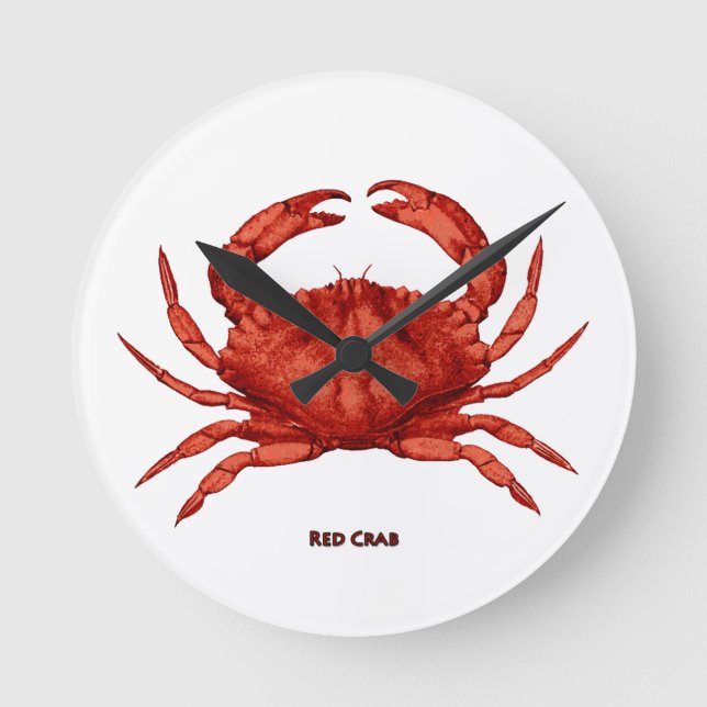 Red Crab (Pacific) Round Clock (Front)