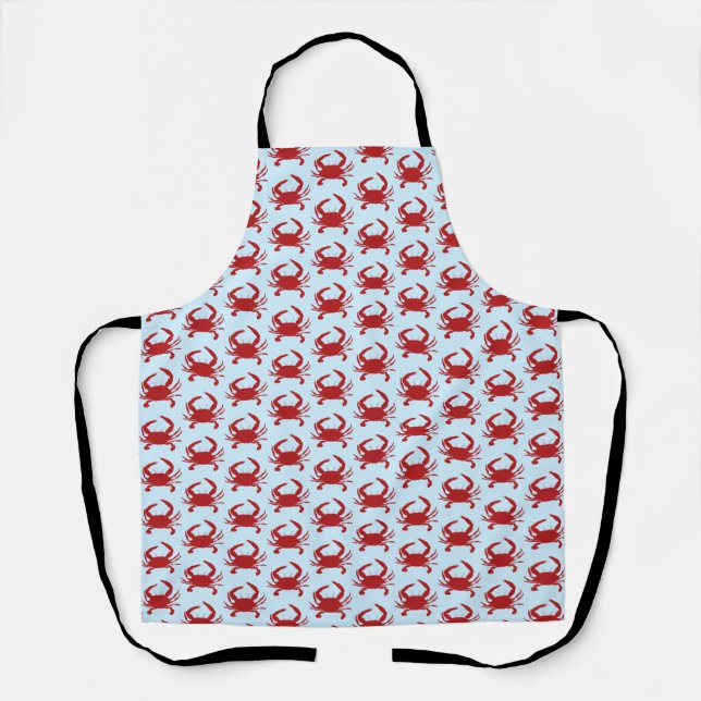 Red Crab Painting Nautical Pattern All Over Apron (Front)