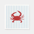 Red Crab Painting Nautical Stripe 